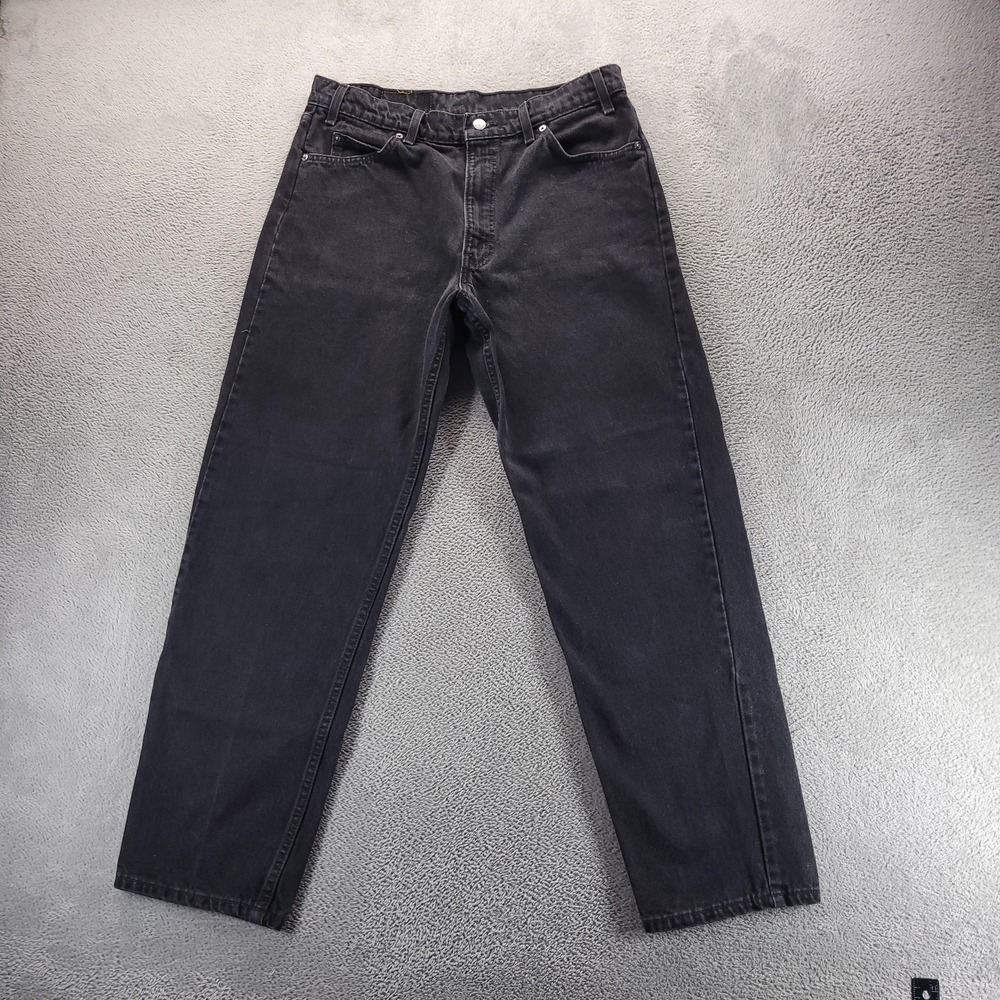 VTG Levis 550 Jeans Mens 36x32 Black Relaxed Tapered Orange Tab Made In USA 90s